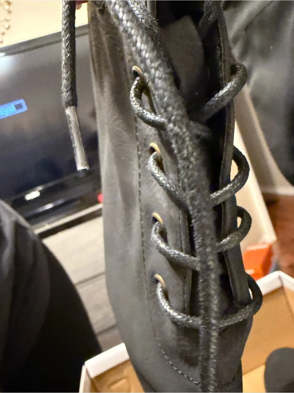 Black Men's Buckle & Braid Mid-Calf Boot Size 9.5